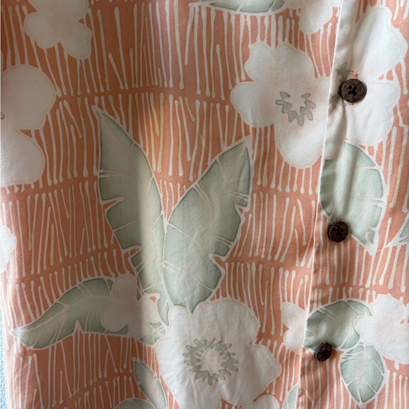 Tommy Bahama Men Size L Silk Short Sleeve Shirt Tropical Beach Cruise Peach Soft - Picture 5 of 10